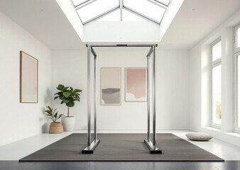 Fototapeta premium Contemporary home fitness space with modern exercise equipment for stylish interiors