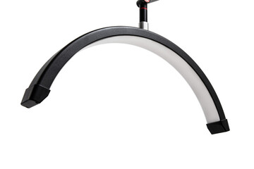 A sleek, black and white LED light fixture with a curved design, perfect for modern interiors, isolated on a white back