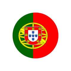 Obraz premium Round portugal flag vector icon isolated, portugal flag button