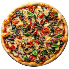 Delicious Vegetable Pizza on Transparent Background