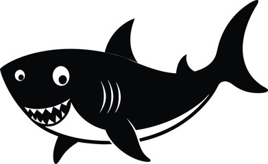 Obraz premium A cute baby Shark silhouette illustration