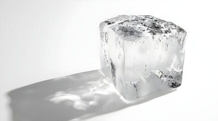 One melting ice cube white white background