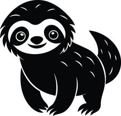 A cute baby Sloth silhouette illustration