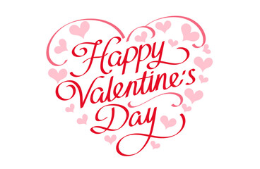 Happy valentines day greeting card. Calligraphic design for print cards, banner, poster hand drawn text lettering for valentines day with hearts shape vector illustration isolated on white background.