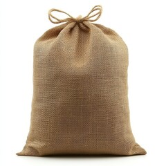 Isolated Burlap Sack on White Background, Rustic Packaging, Natural Material, Storage, Eco-Friendly Concept