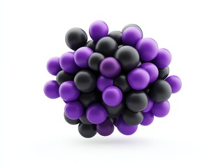 A blackberry clipart, berry cluster, 3D illustration, black and purple, isolated on white background