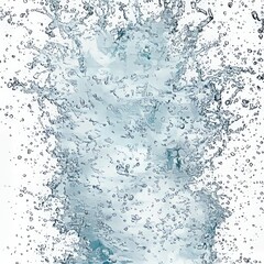 Dynamic Water Splashes Isolated on White Background, Fluid Motion, Freshness, Purity, Nature, Minimalist Design