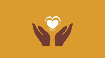 Loving Hands Holding Heart Minimalist Graphic Design.