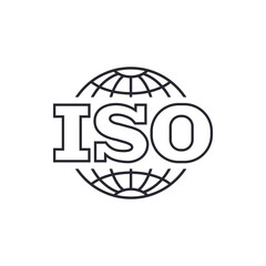 ISO line icon. Simple outline style. Certified, certificate, mark, quality, symbol, management, stamp, standard, approved concept. Vector illustration isolated. SVG