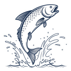  Fish jumping out of water with splashes isolated on white