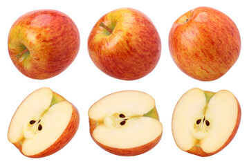 red apple (Envy Apple) and half isolated, transparent PNG, PNG format, Fresh apples, cut out, collection