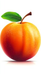 A nectarine clipart, stone fruit, realistic illustration, vibrant red and yellow, isolated on white background