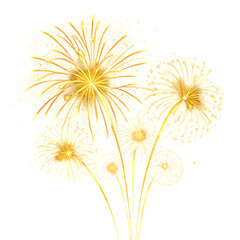 Gold fireworks isolated on white background.PNG transparent.

