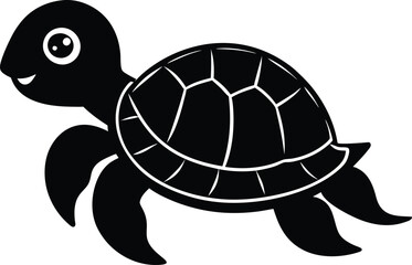 A cute baby Turtle a silhouette illustration