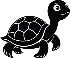 A cute baby Turtle a silhouette illustration