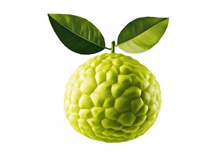 A sugar apple clipart, tropical fruit, handdrawn, light green, isolated on white background