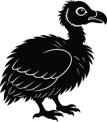 A cute baby Vulture a silhouette illustration 