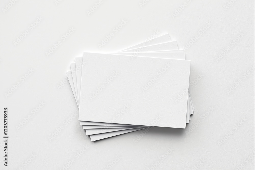 Poster clean white blank business cards stack on light background for mockup and design layout.