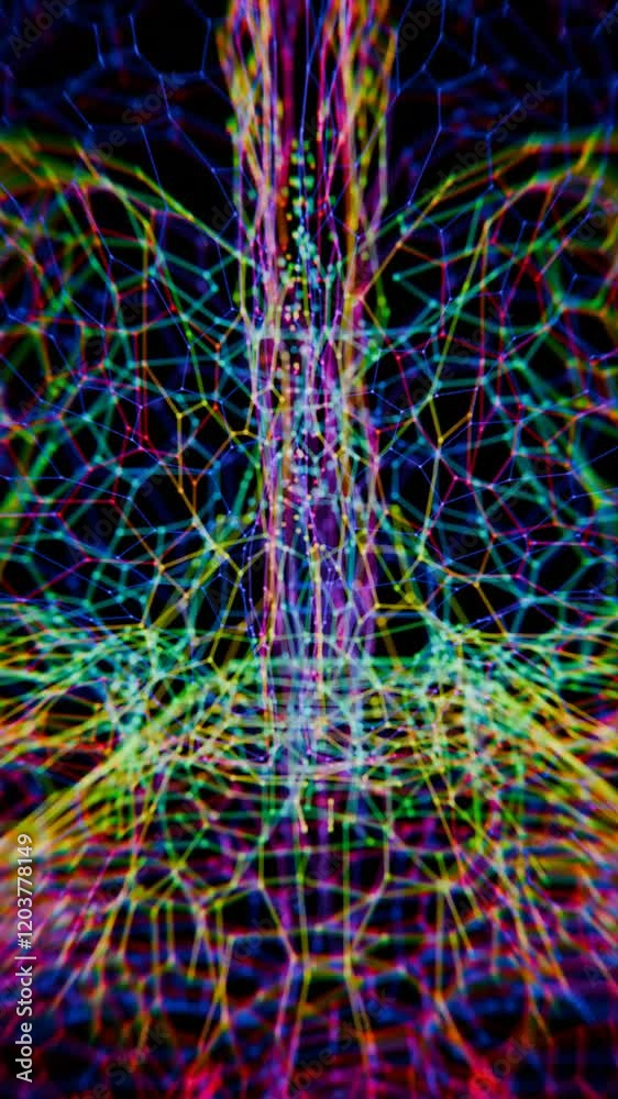 Aufkleber Abstract Digital Brain Wireframe Network Mesh in Red and Blue Gradient 