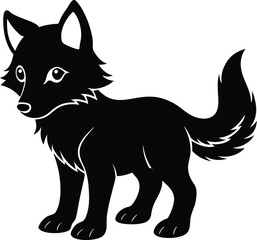 A cute baby Wolf a silhouette illustration