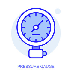 Industrial web icon in line style for web and mobile app. Symbol of a Pressure Gauge. Vector illustration