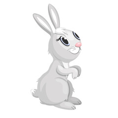 A grey cartoon rabbit isolated on a white background.Vector animal for children's designs,textiles,postcards.