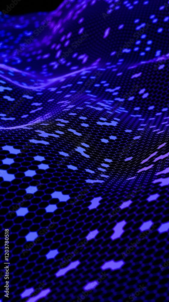 Poster Futuristic Hexagonal Grid Pattern with Blue and Black Tones