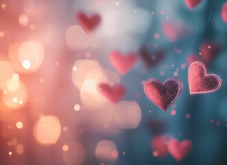 Obraz premium Hearts bokeh background