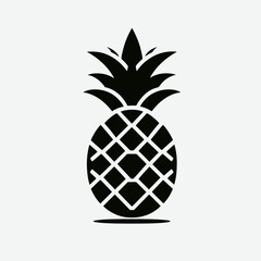 Obraz premium Pineapple silhouette in black on a white background