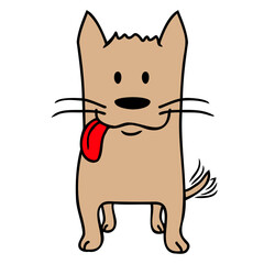 Dog Tongue Out Happy Cute Tail Wagging Cartoon Fun Design Lover Art Vector Illustration Card T-Shirt Poster Sticker Graphic Print Decorative Drawing Isolated Logo Decoration Symbol Creative Cool Style