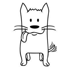 Dog Tongue Out Happy Cute Tail Wagging Cartoon Fun Design Lover Art Vector Illustration Card T-Shirt Poster Sticker Graphic Print Decorative Drawing Isolated Logo Decoration Symbol Creative Cool Style