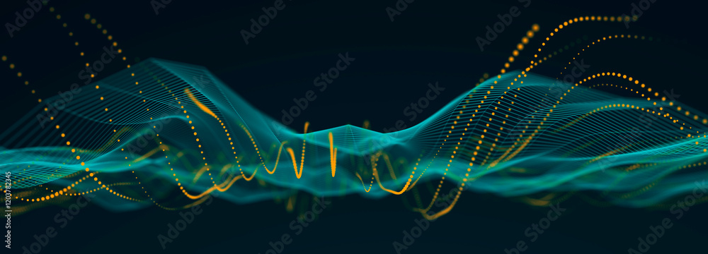 Aufkleber Digital technology background. Network connection dots and lines. Futuristic background for presentation design. 3d rendering.	