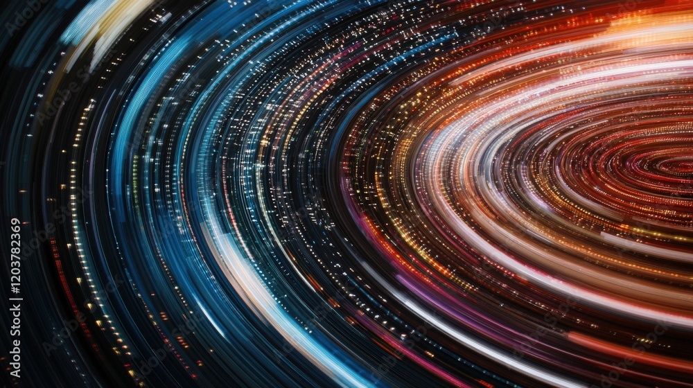 Leinwandbilder Abstract Pattern of Light and Color Creating a Whirling Motion Effect in Space Distinctive Swirls of Blue, Red, and White Captured in Motion with Beautiful Radiance