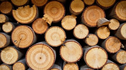 A Stack of Smoothly Sawn Logs Shows the Beautiful Grain and Rings of the Wood