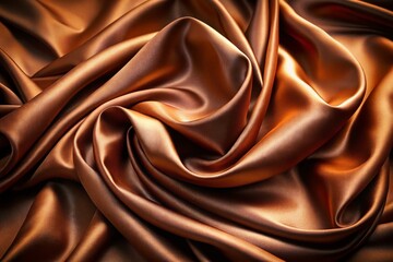 Luxurious Chocolate Brown Silk Fabric Drape with Elegant Curves and Shine