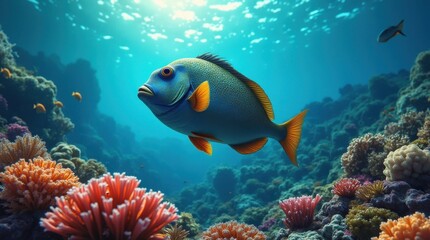 Obraz premium Colorful Tropical Fish in Vibrant Coral Reef