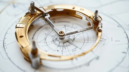 A close-up of a precision compass drawing a perfect circle on a white background.