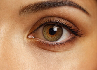 Fototapeta premium A series of captivating close-up shots of human eyes, showcasing hazel and brown irises with intricate textures, natural eyelashes, and stunning detail in light reflection.