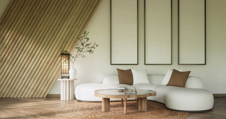 Scene mockup Modern japan sofa armchair minimalist design muji style.
