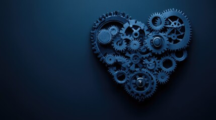 A romantic representation of gears shaped like a heart, reflecting the dynamics of love and support.