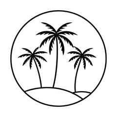   Three Palm trees vector silhouette