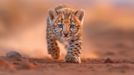 Fototapeta premium A breathtaking wildlife photograph capturing a predator stalking its prey during migration, vividly showcasing dramatic wilderness beauty The image portrays a stunning moment in nature's raw power