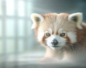 A captivating macro image reveals the exquisite fur details and playful expression of a red panda in its natural habitat Witness the intricate textures and vibrant colors of this elusive creature