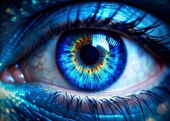 Macro Blue Eye, Abstract Iris Pupil, Bokeh, Antique Lens, Detailed Closeup