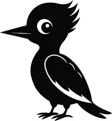 A cute baby Woodpecker silhouette illustration