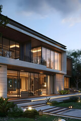 Home design: Contrasting Elements Converge in Modern Home exterior and interior