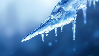 Frozen in Time Captivating Ice Formations with Detailed textures on light blue background