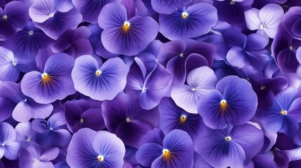 Miniature purple violets in an intricate seamless pattern, perfect for textiles and decorative applications, vibrant and engaging design