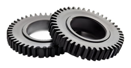 Close-up of gear wheels on a transparent background. isolated background.
