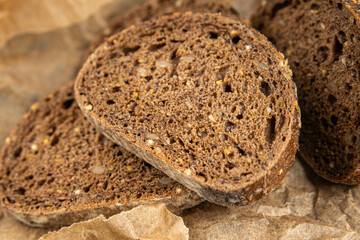 Cereal bread pieces whole grain bread product pieces fresh tasty food dish delicious gourmet food...